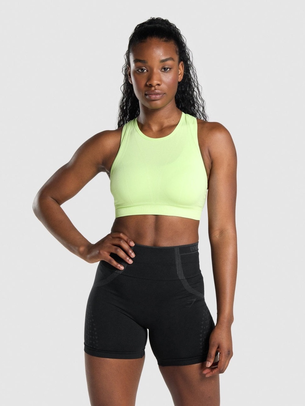 NWOT-Gymshark Seamless High Neck Sports Bra - Lime Green - Size Medium